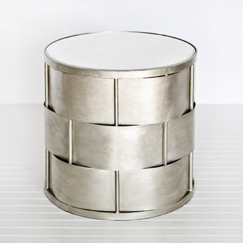 Miami Basket Weave Side Table in Silver Leaf